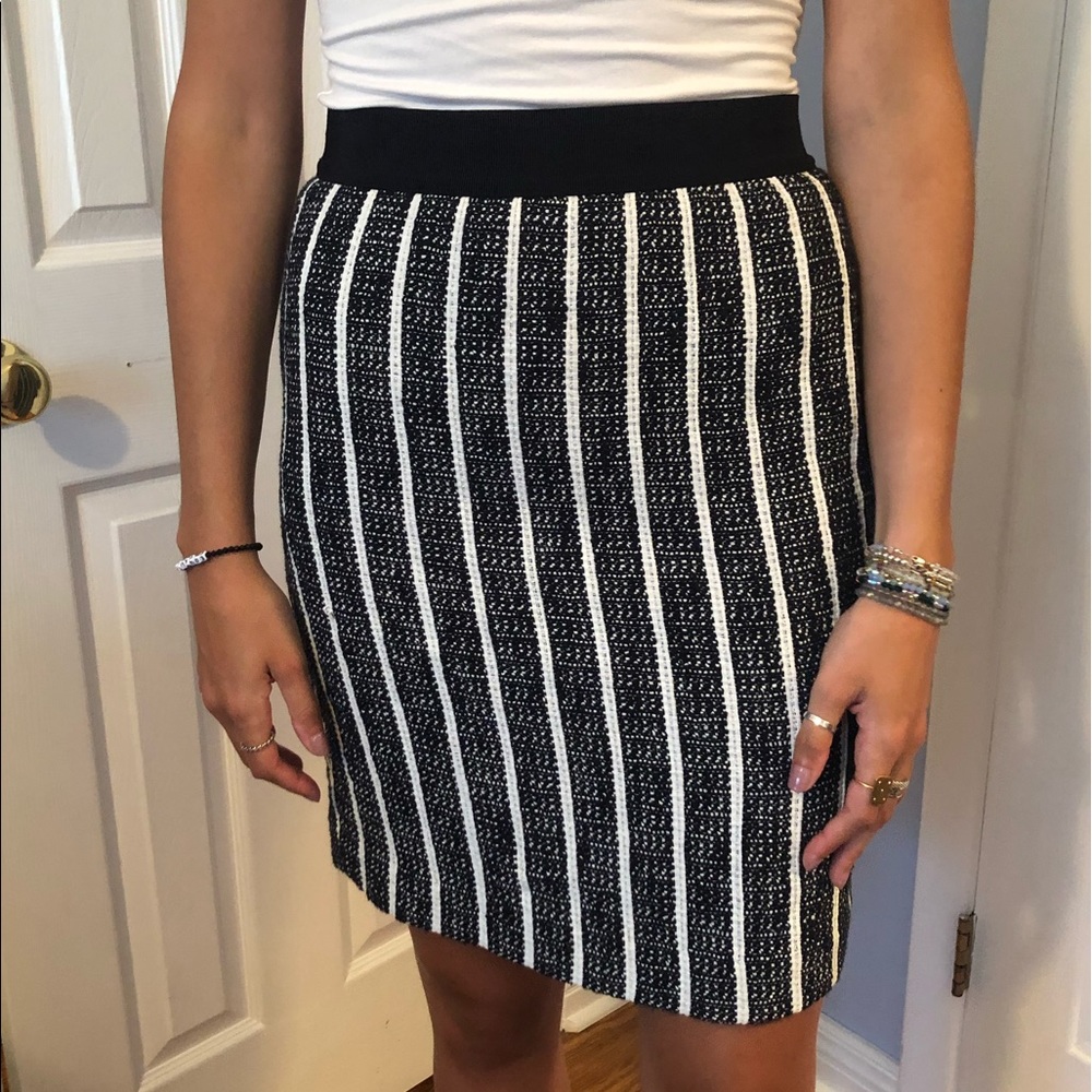 Navy Blue and White Striped Ann Taylor Skirt